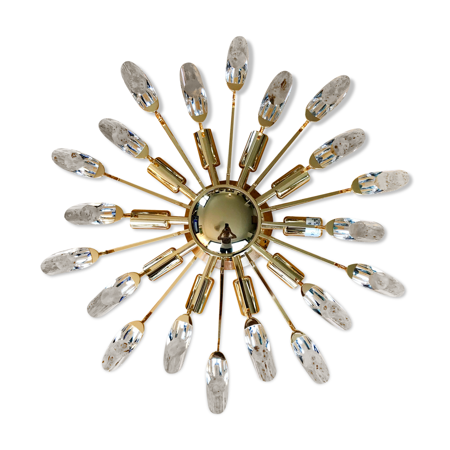 Ceiling lamp sun brass and crystal