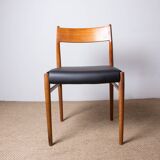 6 Danish chairs in teak and new skai, model 418 by Arne Vodder 1960.