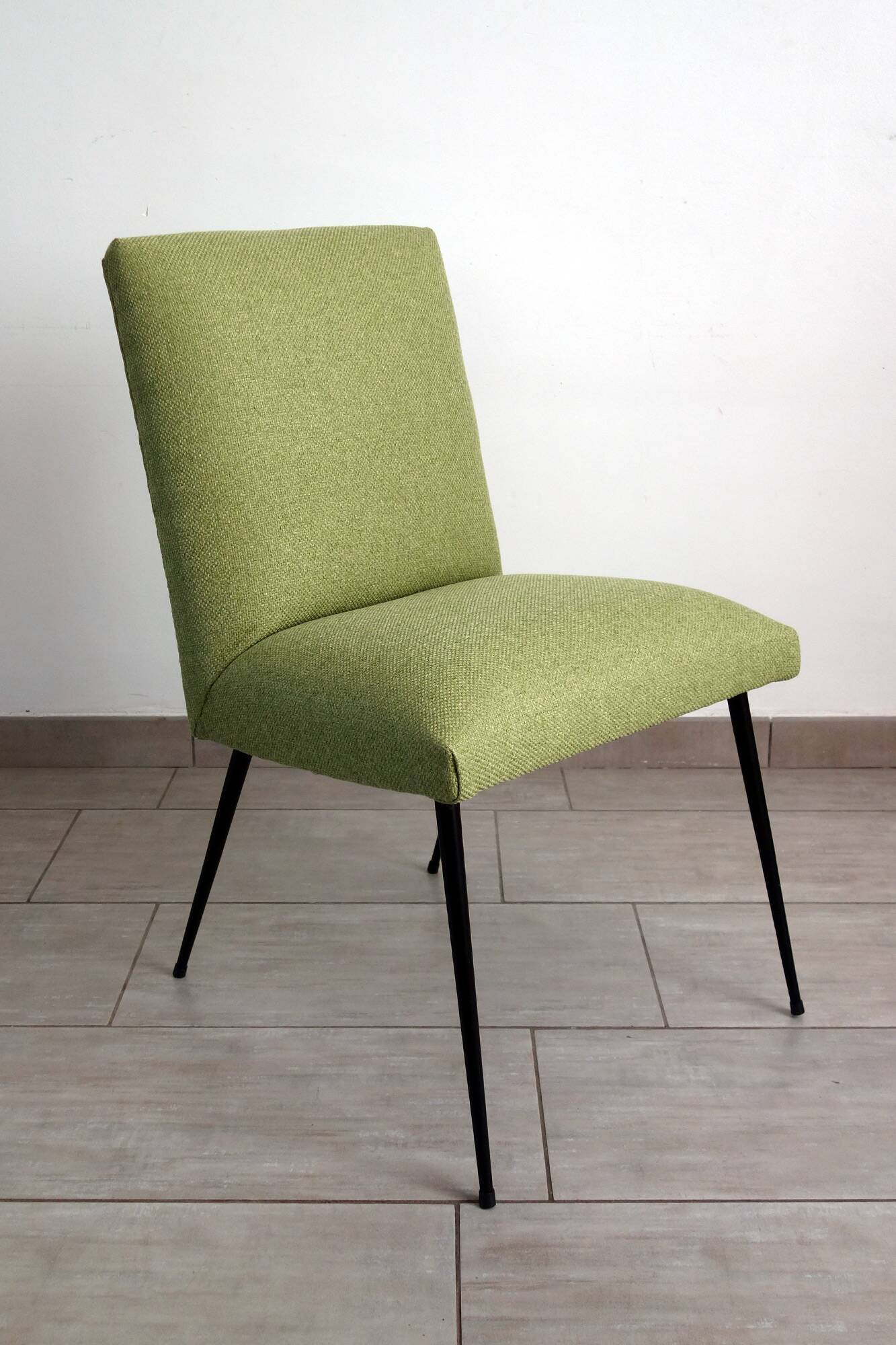 Vintage restored fabric and metal chair from the 50s/60s