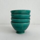 4 antique vintage green ceramic bowls