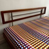 Peter Hvidt Knoll wooden banquette sofa with new cushions.