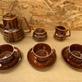 Antique PRUSZKOW Ceramic Brown & Gold Vintage Tea Service #B279