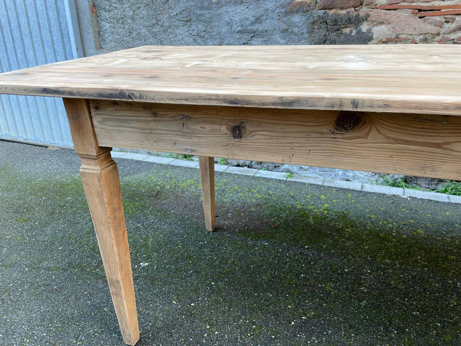Incredible 400 cm farm table in fir 1900 brasserie natural raw wood
