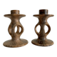 Pair of soapstone candlesticks, Kenya
