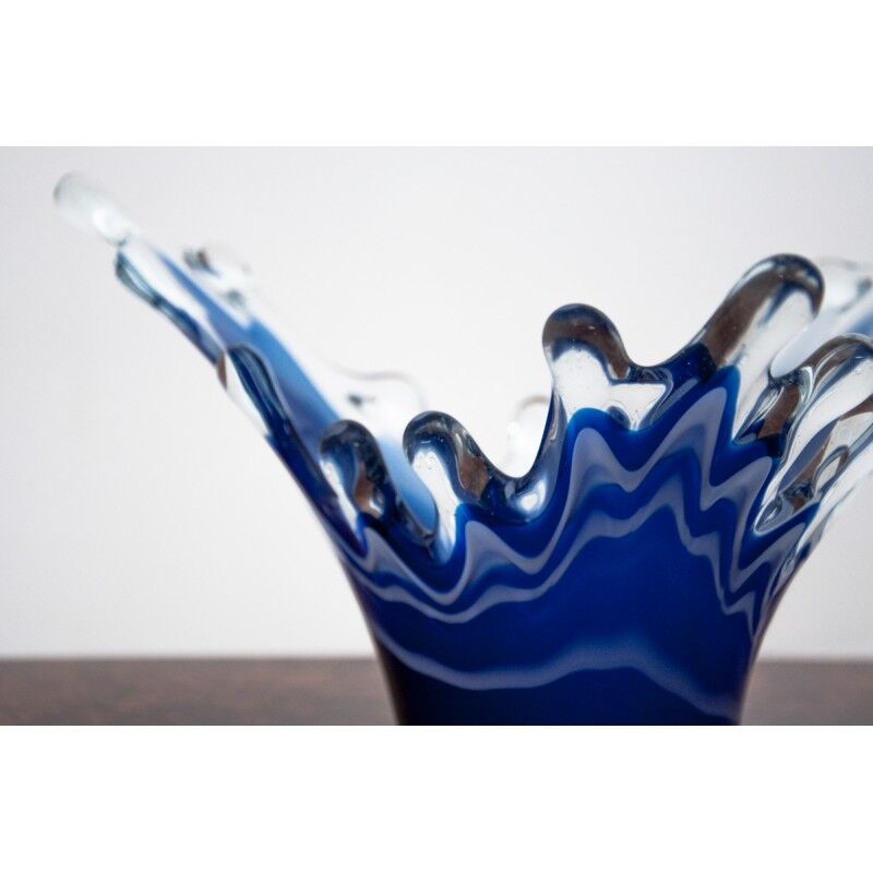Water Shaped Decorative Bowl, Art Glass, Italy, 1970