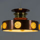 Scandinavian ceiling lamp copper & glass, Denmark, 1960s