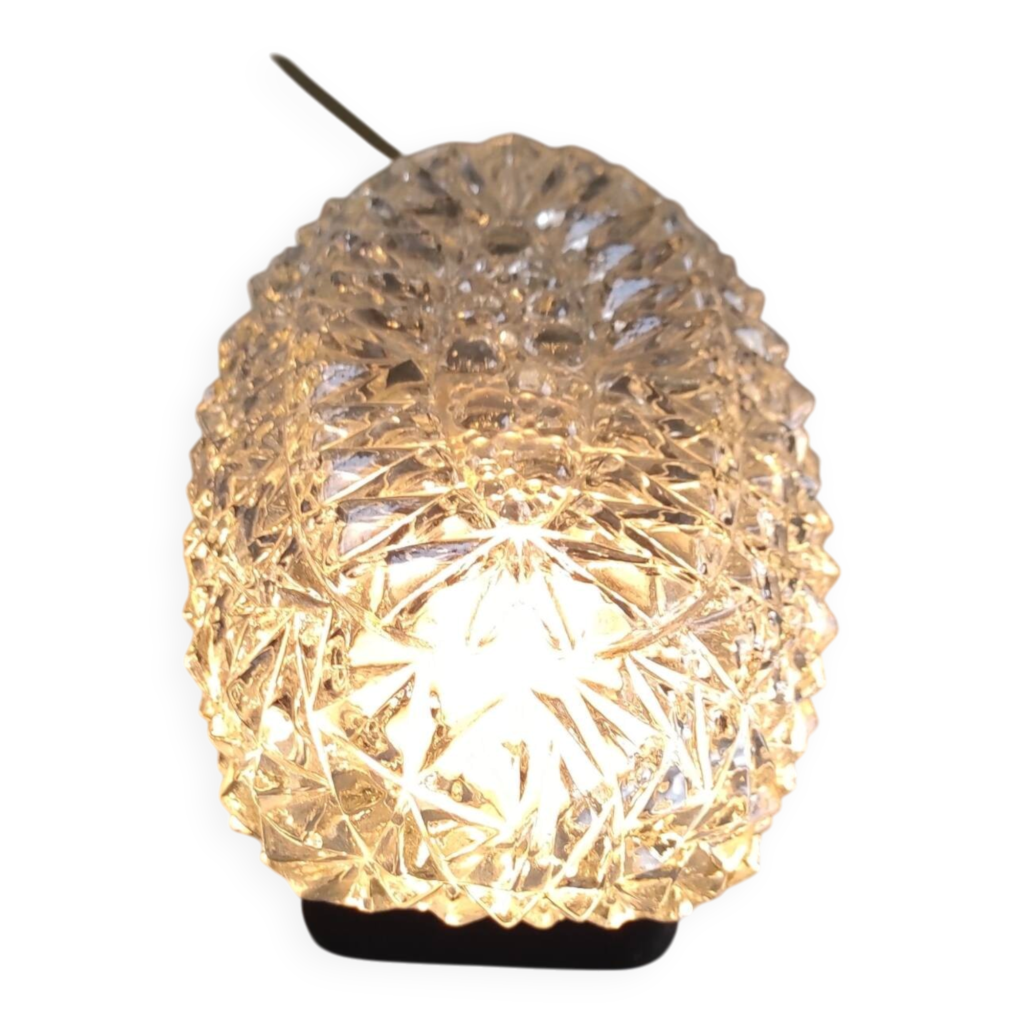 Plafonnier ou applique ovale en verre moulé - mid. XXeme