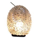 Plafonnier ou applique ovale en verre moulé - mid. XXeme