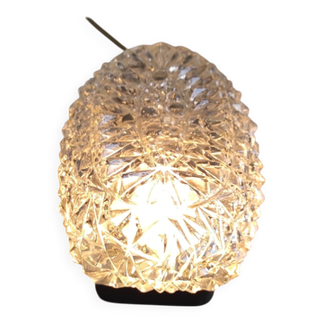 Plafonnier ou applique ovale en verre moulé - mid. XXeme
