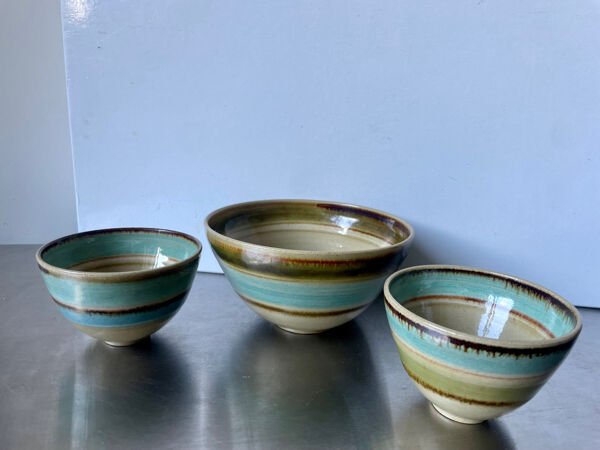 Lot de 3 bols scandinaves Midcentury en grès