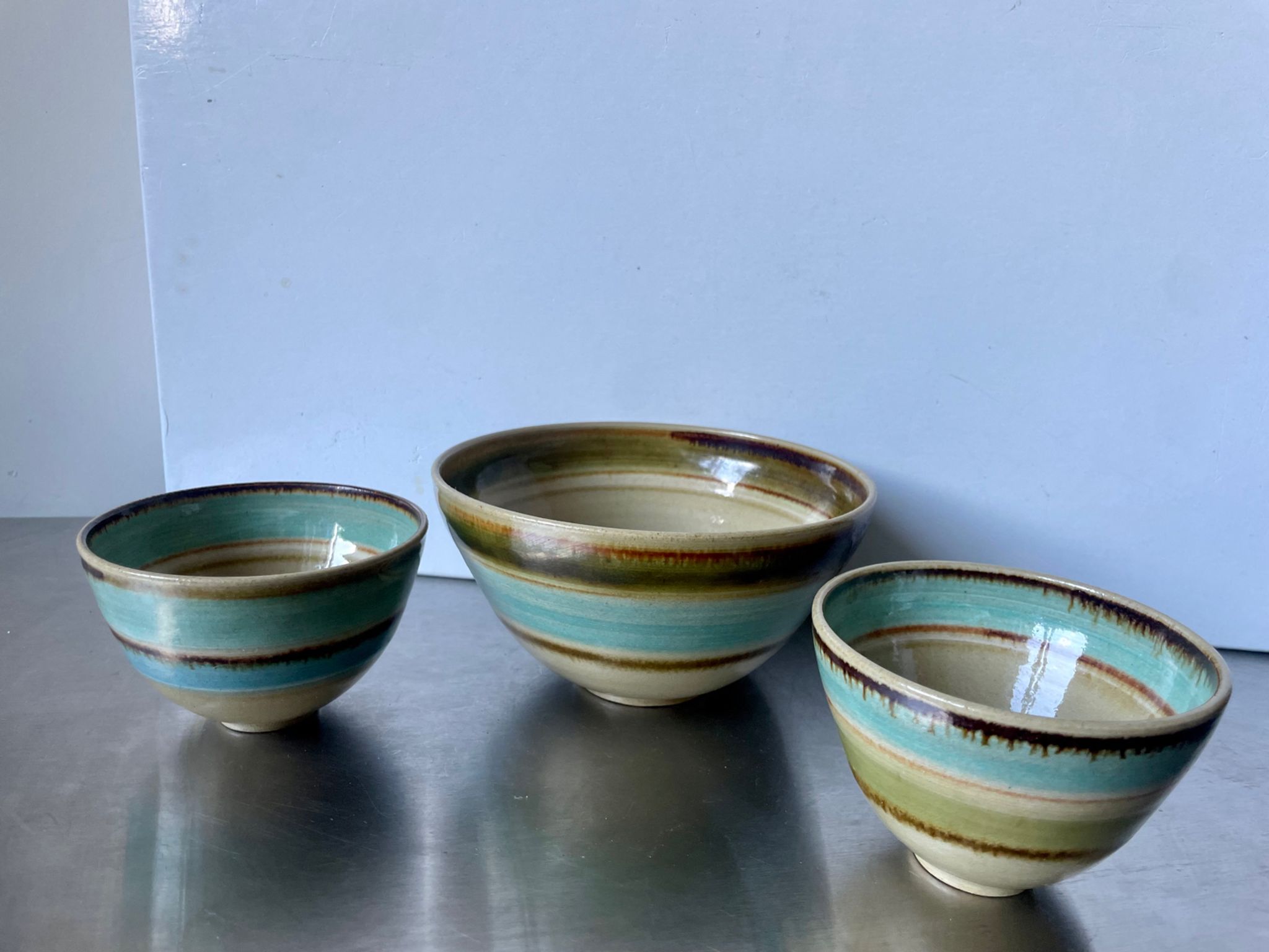 Lot of 3 scandinavian midcentury bowls in stoneware