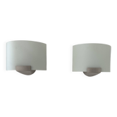 Paire d’appliques vintage, métal et verre sablé, France, 1970