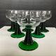 Série de 6 verres à vin vintage à pied spiral vert