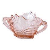 Pink pressed glass bowl, Italian design, 1970s, made in Italy