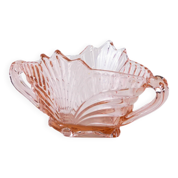 Bol en verre pressé rose, design italien, années 1970, fabriqué en Italie