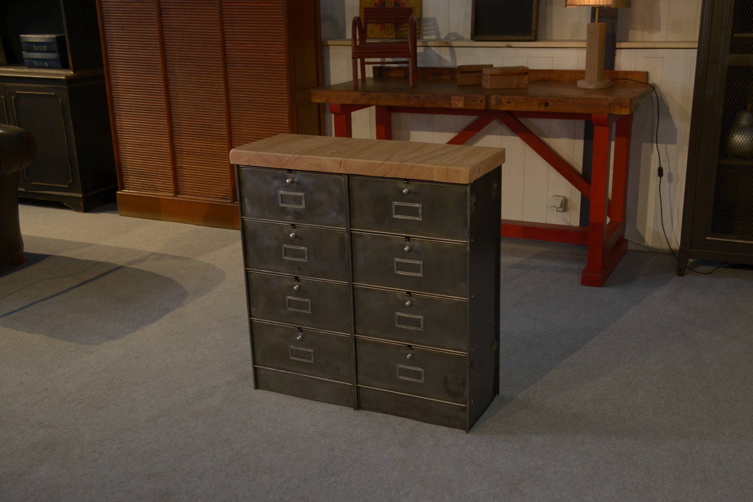 Ronéo 2-column, 8-flap cabinet, French work, circa 1950