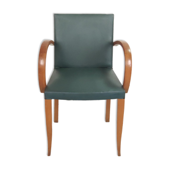 Bridge armchair imitation green leather