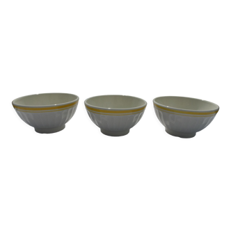 3 bowls faience yellow edging