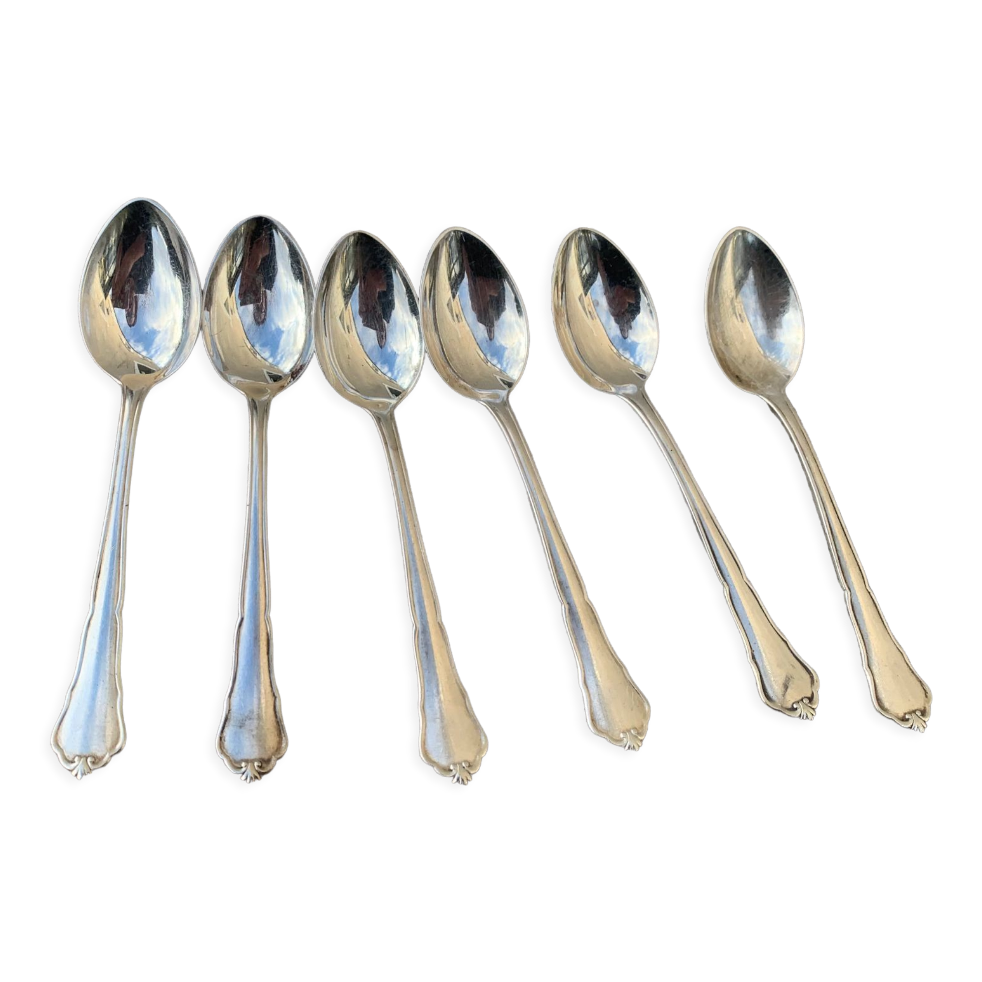 6 spoons in silver metal Hamfa 90 has antique shell pattern