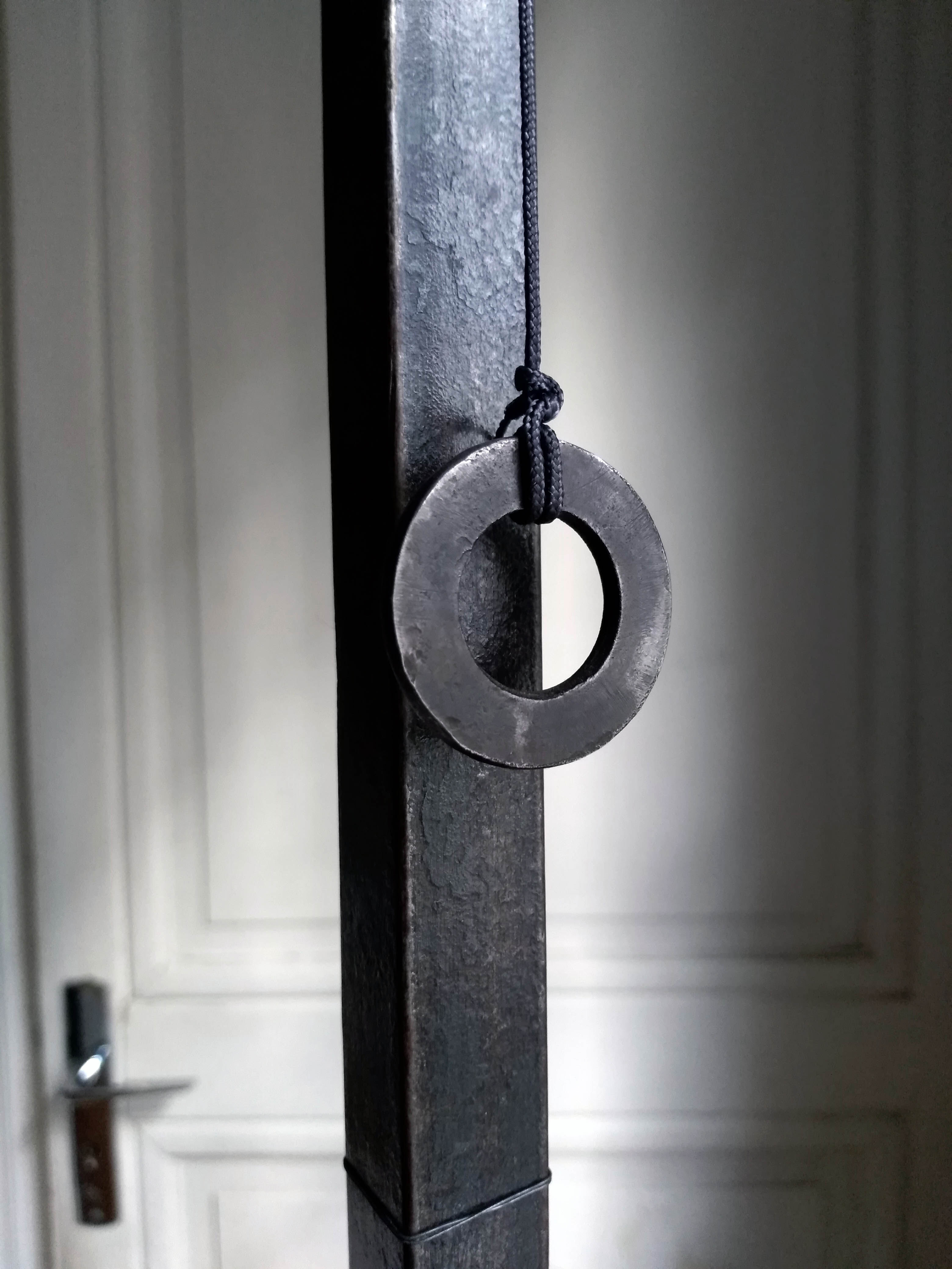 Wrought iron tripod floor lamp, 50s