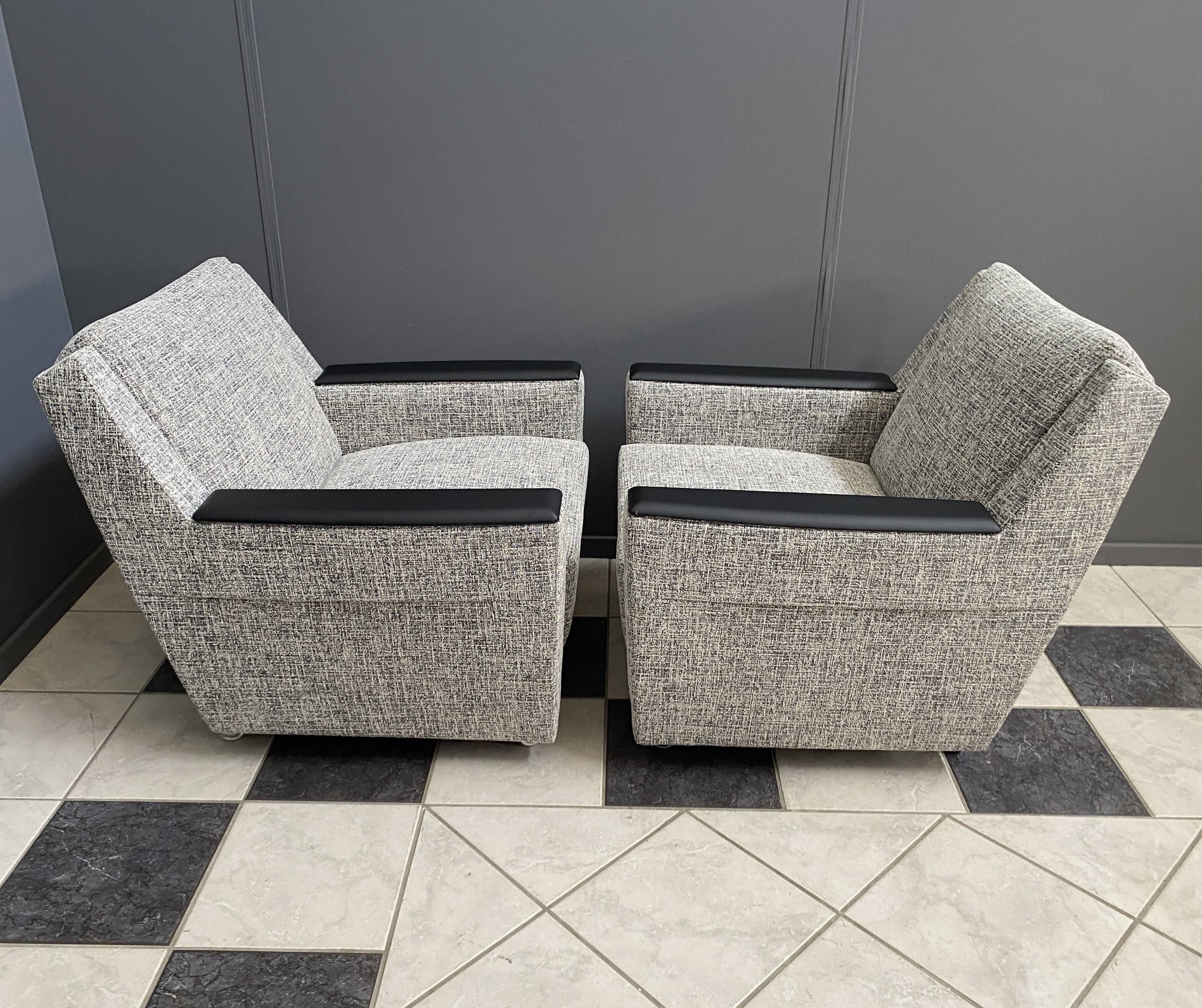 set of 2 grey relax chairs on castors 1970s
