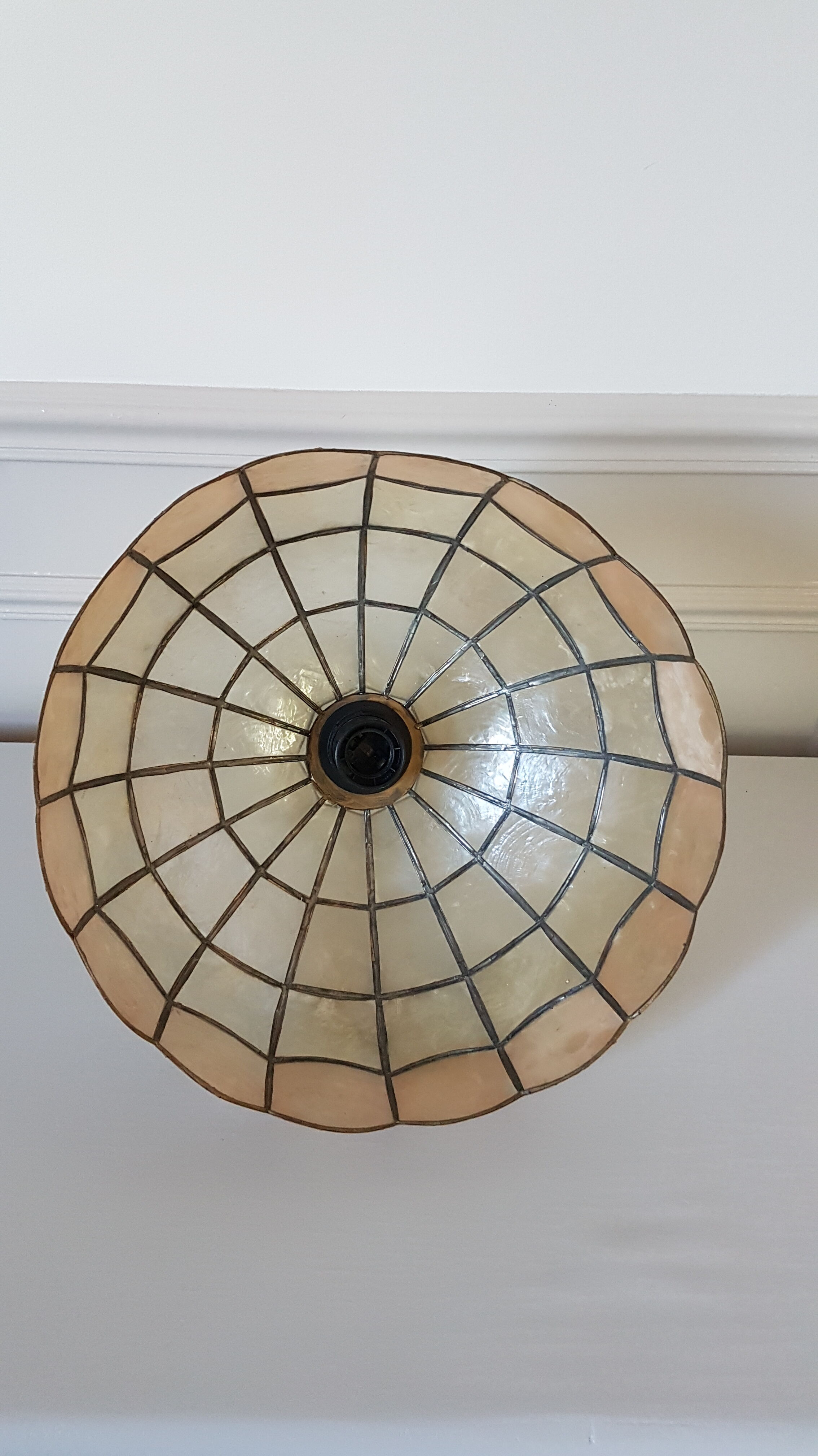 Mother-of-pearl and brass chandelier