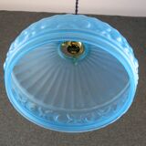 Old pendant lamp in blue translucent glass - circa 1930 - delivered with