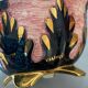 Signed pink gold ceramic candy dish