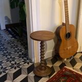 Guéridon torsadé vintage / sellette en bois tourné ancienne / table d’appoint vintage