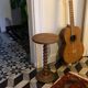 Vintage twisted pedestal table / antique turned wooden harness / vintage side table