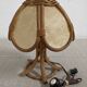 Lotus flower bedside lamp in skin and rattan from the 60s/70s