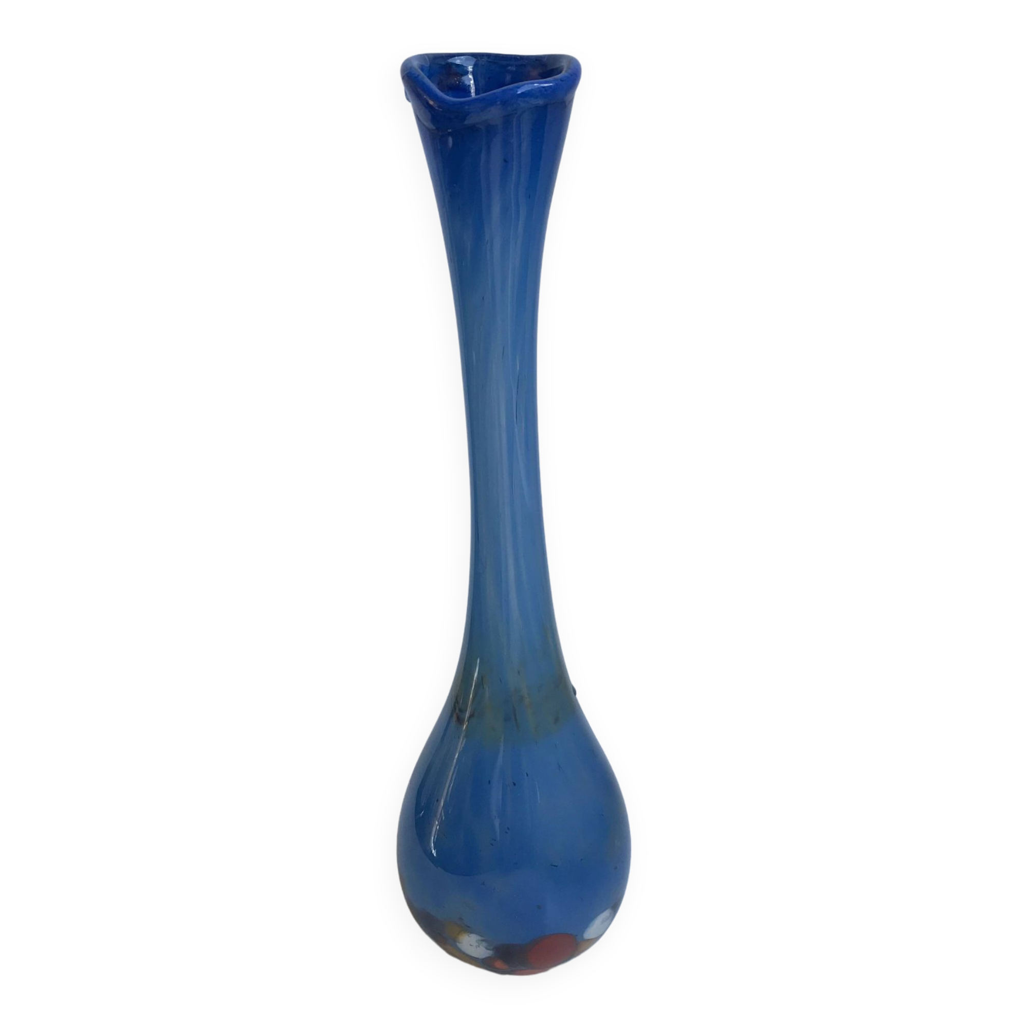 Colorful blue Murano blown glass vase 60s-70s