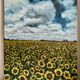 Painting oil on canvas vintage sunflower fields