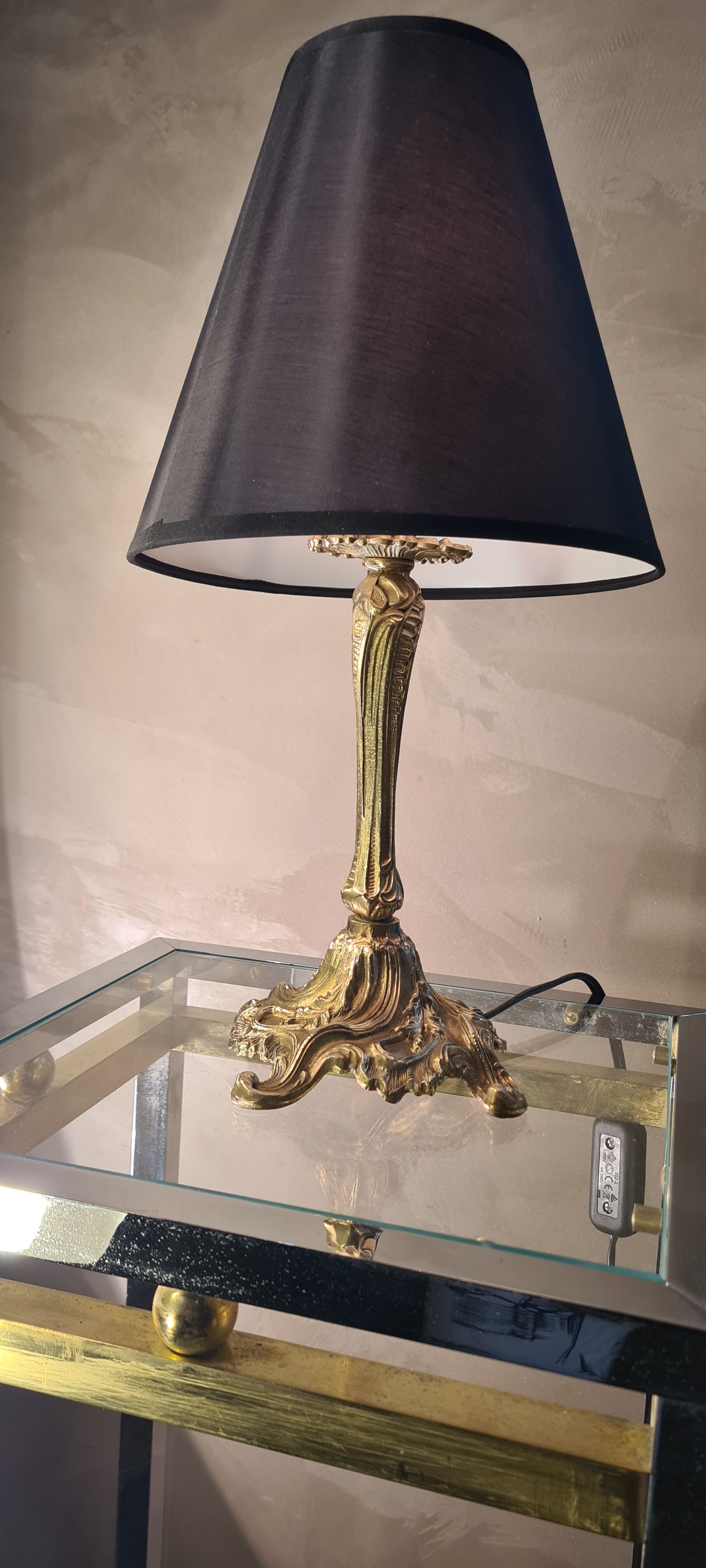 Bronze lamp rocaille style, 38x20, electricity to standard