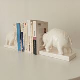 Paire de serre-livres anciens en céramique émaillée