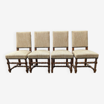 Set of 4 Louis XIII style chairs