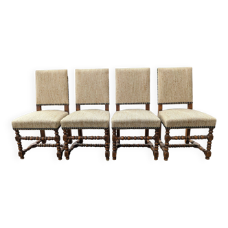 Set of 4 Louis XIII style chairs