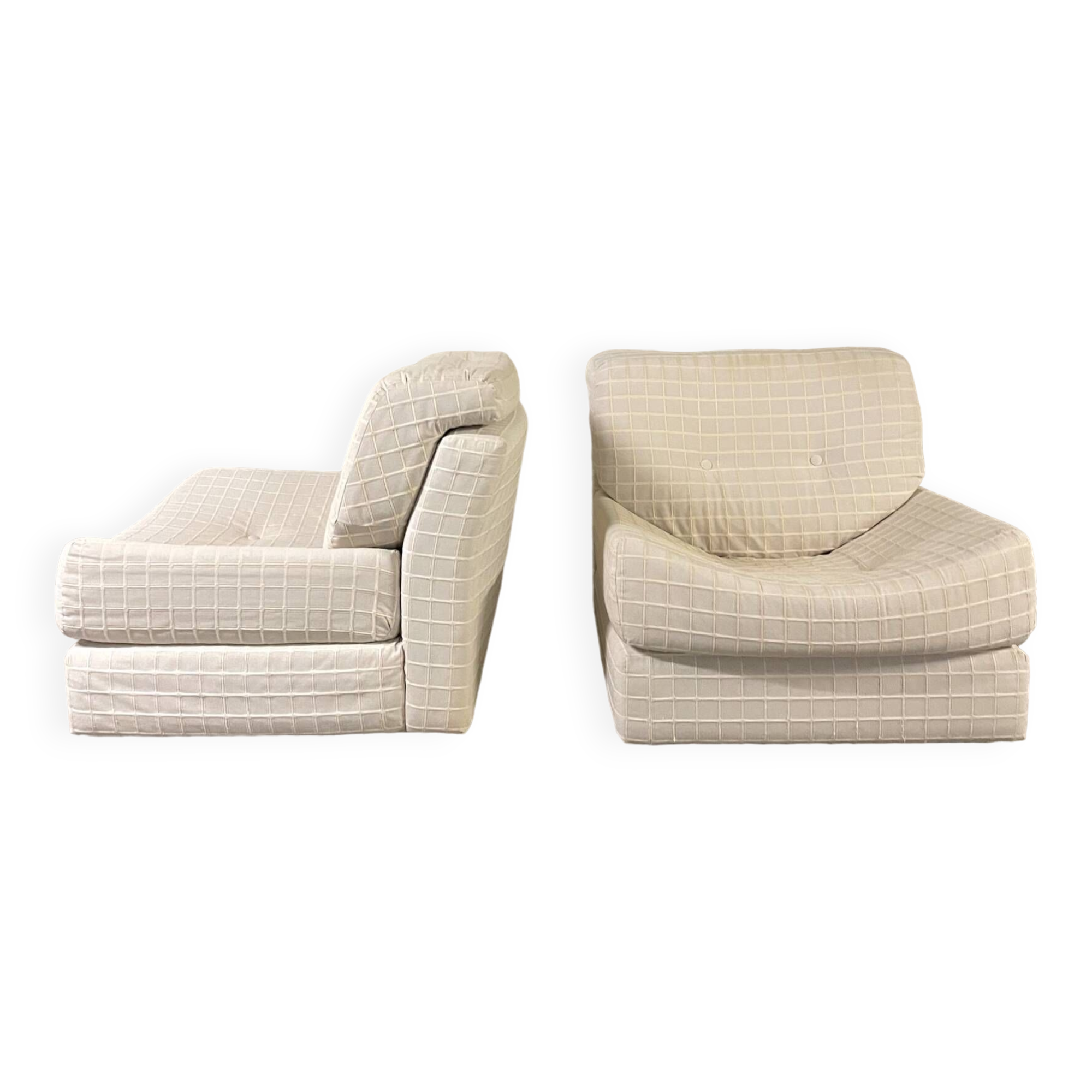 Set of Bernard Govin low chairs, Roset 1970