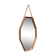 Specchio da parete ottagonale in legno massello e pelle, anni '50