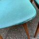 4 Scandinavian dining chairs in solid wood and blue-green leather from the 1950s.