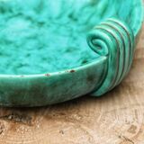Art deco fruit bowl in green moiré ceramic