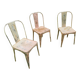 Set of 3 early 20th century patinated Tolix inspired bistro garden stacking chairs