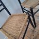 Vintage chairs with woven rope seats, antique seating furniture