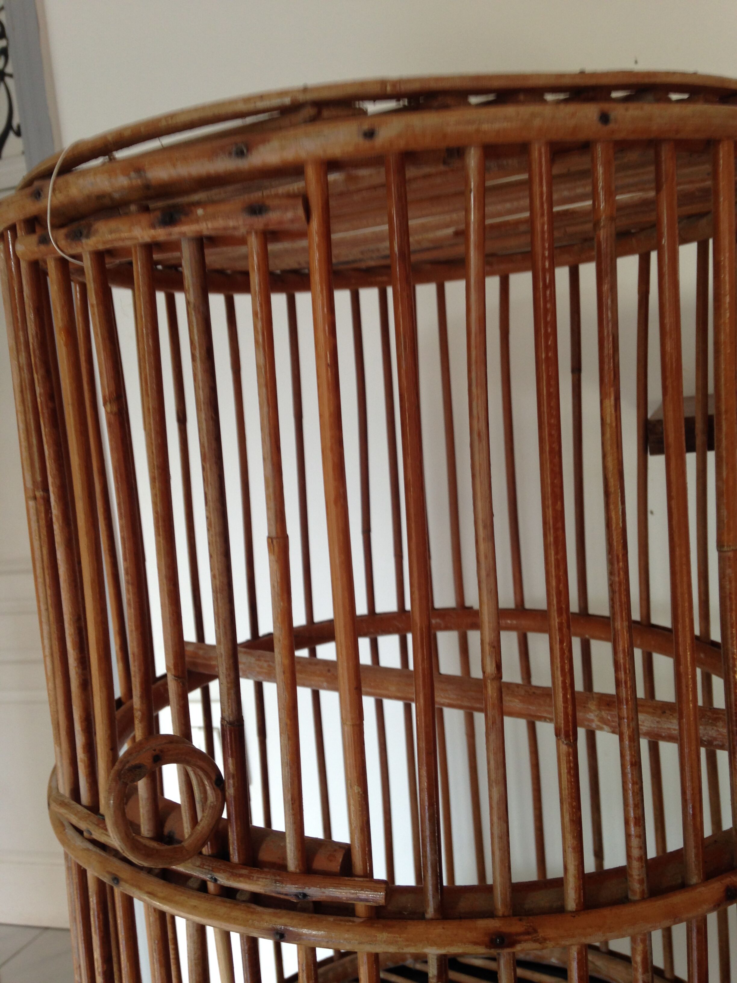 Round rattan wicker cage