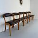 Set of 6 Baumann curved wood and imitation leather chairs, gondola model, 70s