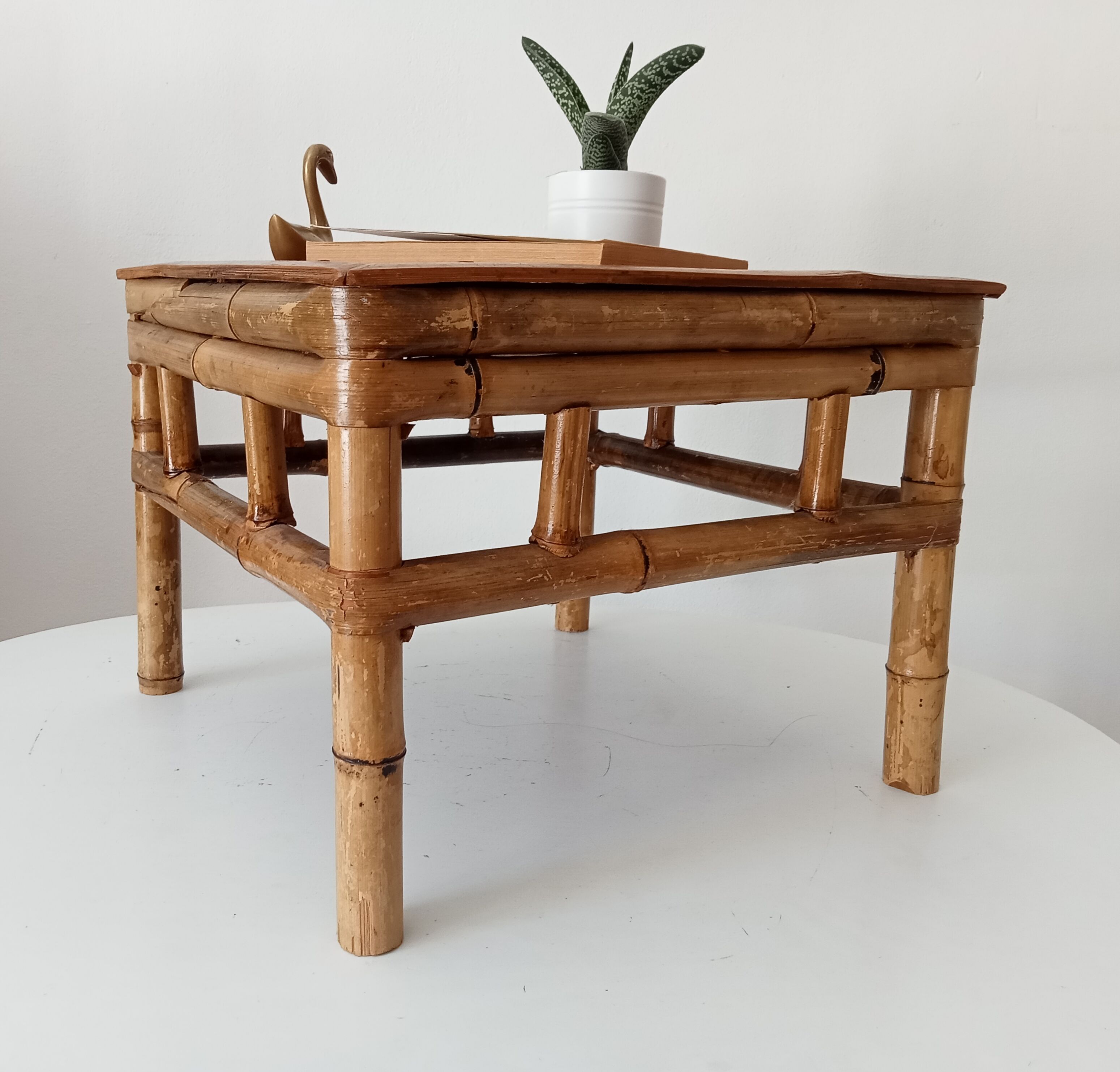 Vintage bamboo bedside table from the 70s.