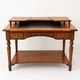 Bureau Directoire en merisier et cuir noir avec étagère