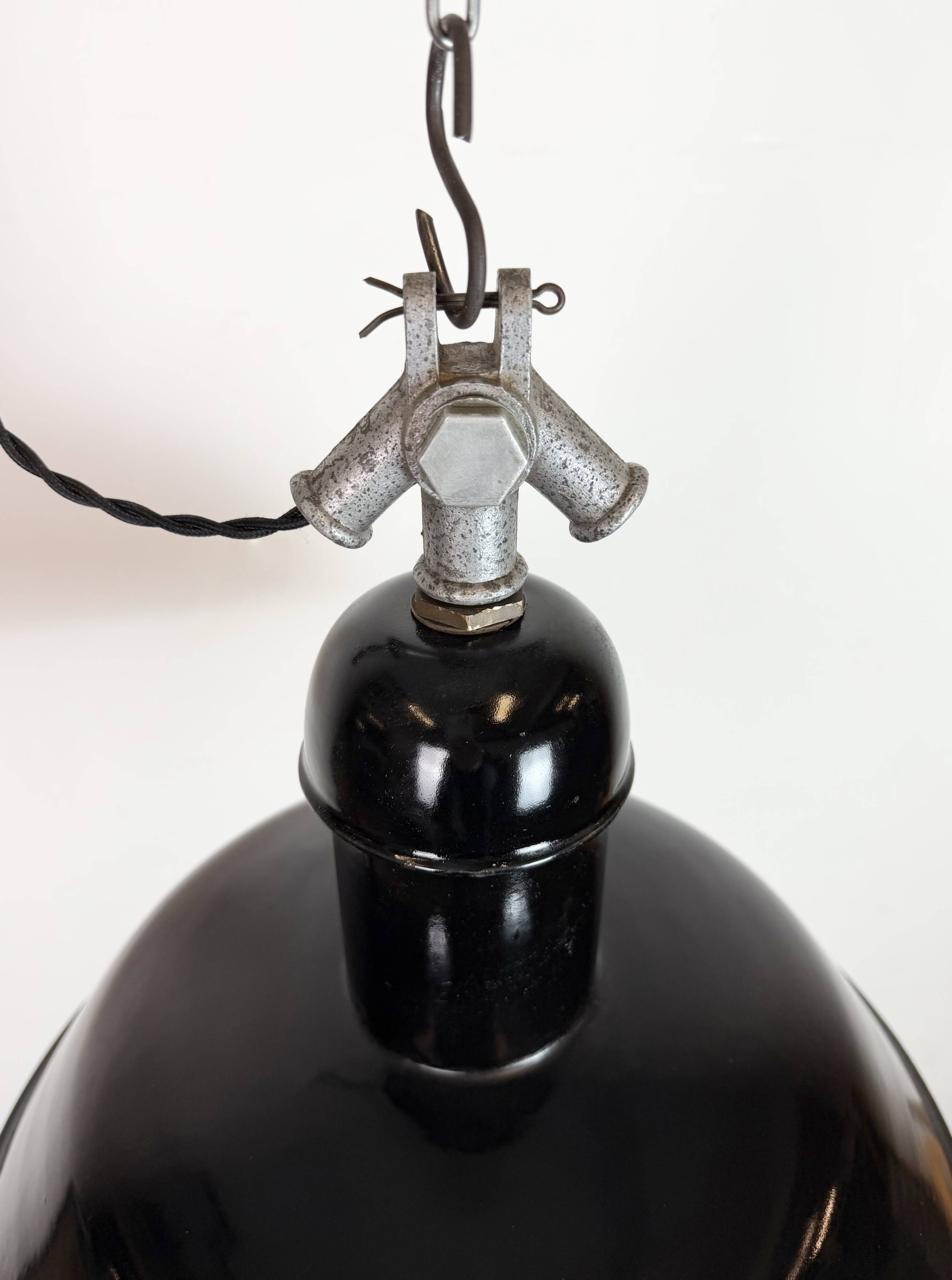 Black Enamel Industrial Pendant Lamp from AEG, 1930s