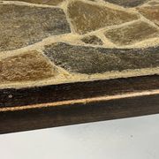 Large Brutalist Coffee Table in Oak and Stone Mosaic, 1960s
