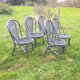 5 old rattan & gray cane chairs
